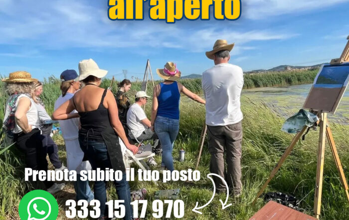 lezione di pittura all'aperto